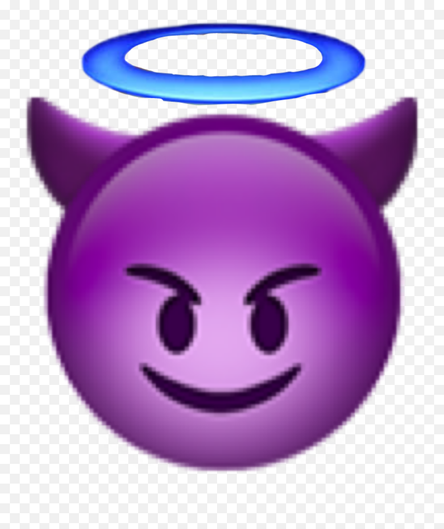 Devil Angel Emoji Emoticon Whatsapp - Purple Devil Emoji Png,Devil Emoji