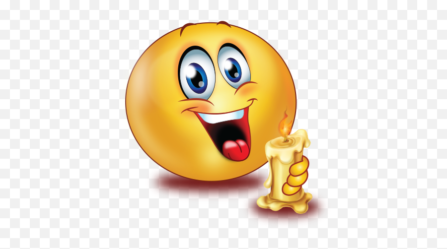 Happy Big Smile Holding Candle Emoji - Clipart Emoji Balloon,Candle Emoji