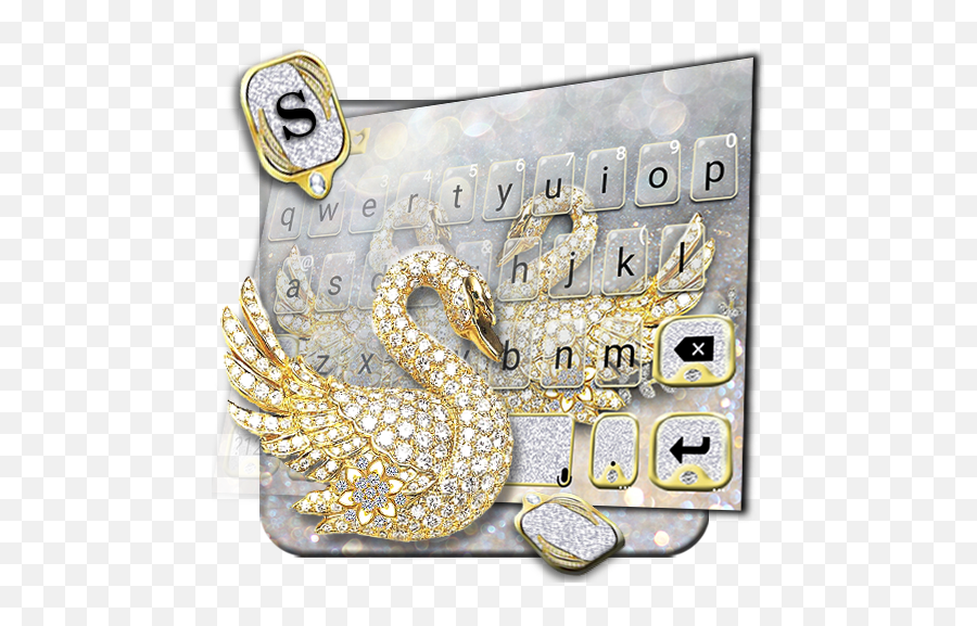 Golden Diamond Swans Keyboard Theme - Google Play Sparkly Emoji,Is There A Swan Emoji