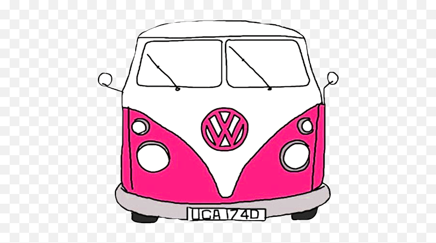 Hippie Car Pink Art Photography Sticker By Nisha - Blue Hippie Van Sticker Emoji,Vw Hippie Emoji
