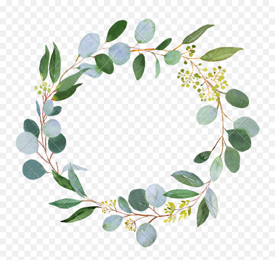 Wedding Greenery Wreath - Watercolor Greenery Png Free Watercolor Greenery Wreath Png Emoji,Wreath Emoji Transparent Background