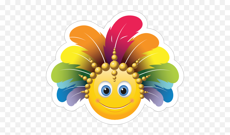 Cute Feather Headdress Emoji Sticker - Emoticono Carnaval,Feather Emoji