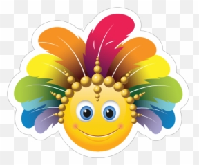 Cute Feather Headdress Emoji Sticker - Emoticono Carnaval,Feather Emoji