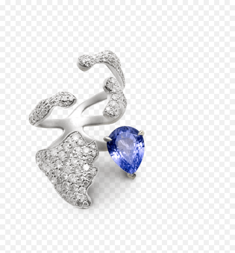 Miscible White Gold Open Ring Set With A Blue Sapphire And Diamonds - Solid Emoji,Emotions Associated With Gold