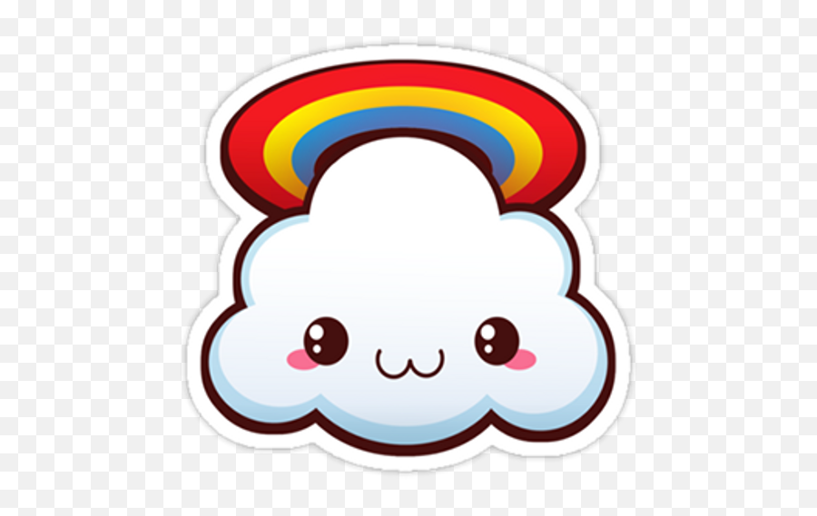 Kawaii Cloud With Rainbow Sticker - Sticker Mania Kawaii Cute Stickers Emoji,Chill Pill Emoticon