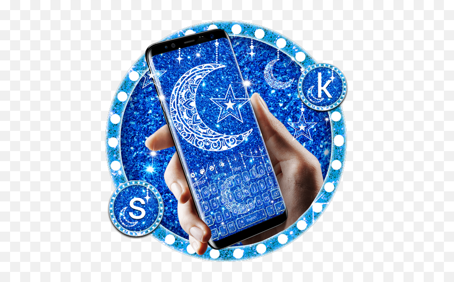 Blue Glitter Moon Keyboard U2013 Apps On Google Play - Dot Emoji,Moon And Sparkles Emojis Together