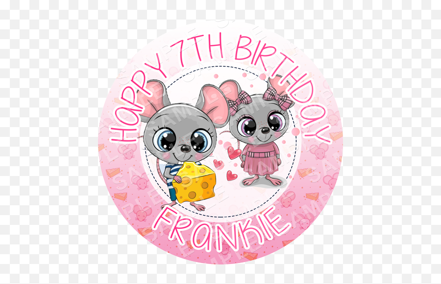 Mouse - Edible Cake Toppers Ireland Personalised Printed Happy Emoji,Cat Cow Horse World Emoji