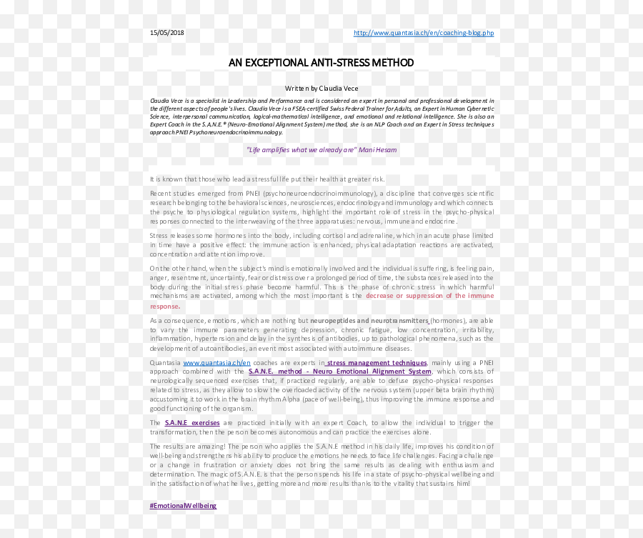 Pdf An Exceptional Anti Stress Method Claudia Vece Emoji Connecting 
