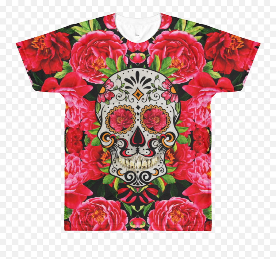 Paris Metro Couture Sugar Skull In Reds All - Over Printed Tshirt Boca Loca Emoji,Iphone Emojis Reds