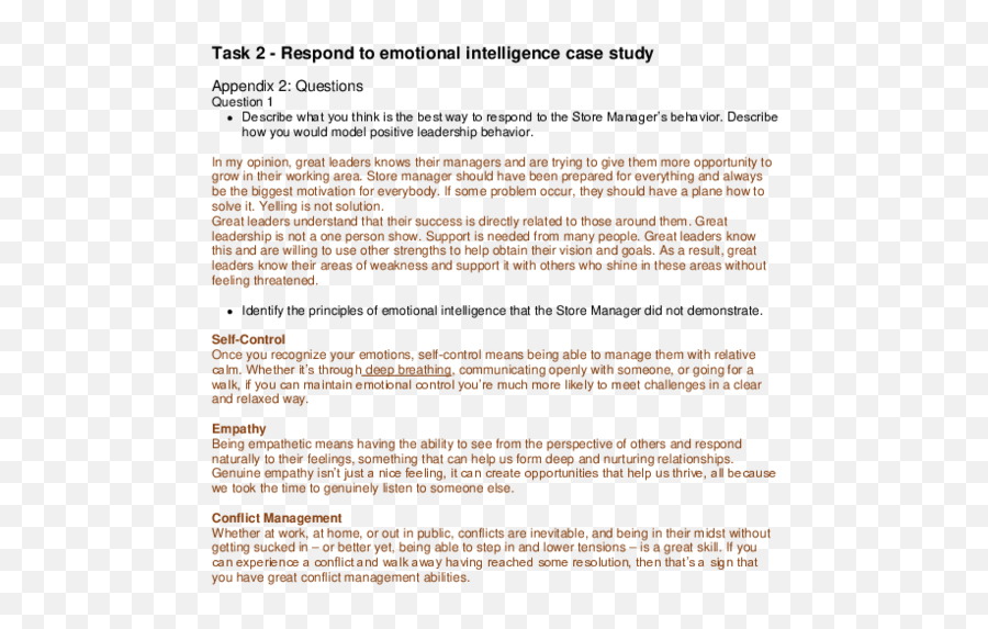 Doc Task 2 - Respond To Emotional Intelligence Case Study Horizontal Emoji,Control Your Emotions
