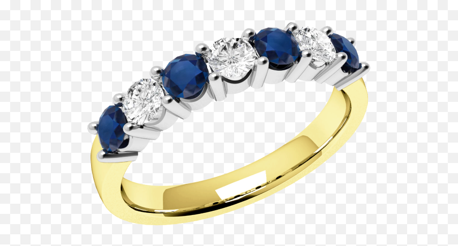 Sapphire And Diamond Ring For Women In 9ct Yellow And White Emoji,Emotions Sterling Silver 7-stone Ring