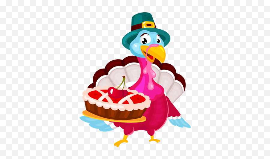 Best Premium Pilgrims Turkey With Cherry Pie Illustration Emoji,Thanksgiving Emoji Copy And Paste