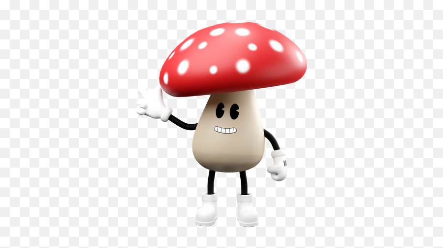 Premium Mushroom With Victory Sign Emoji 3d Illustration,Spark Emoticon Pack