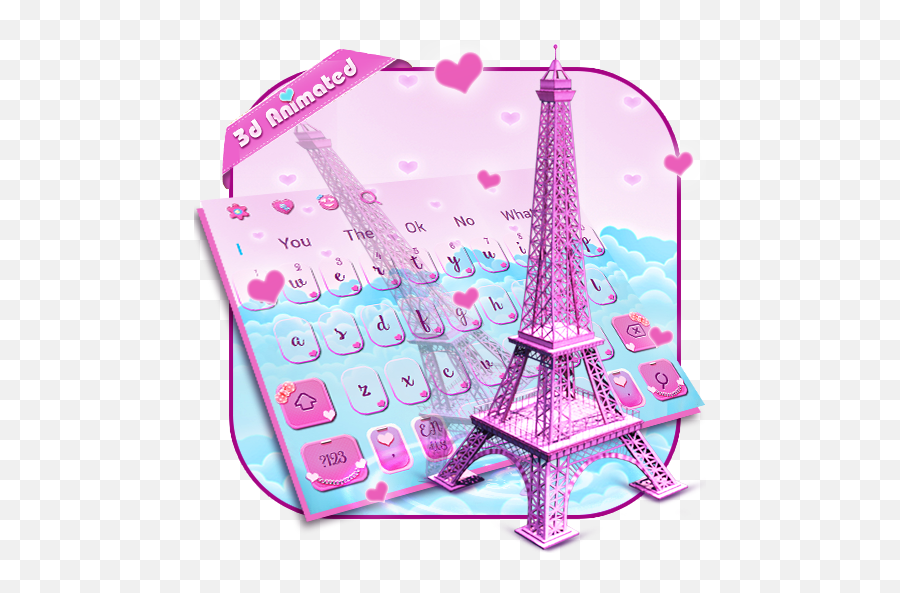 3d Pink Paris Eiffel Tower Keyboard - Girly Emoji,Paris Emoji Keyboard