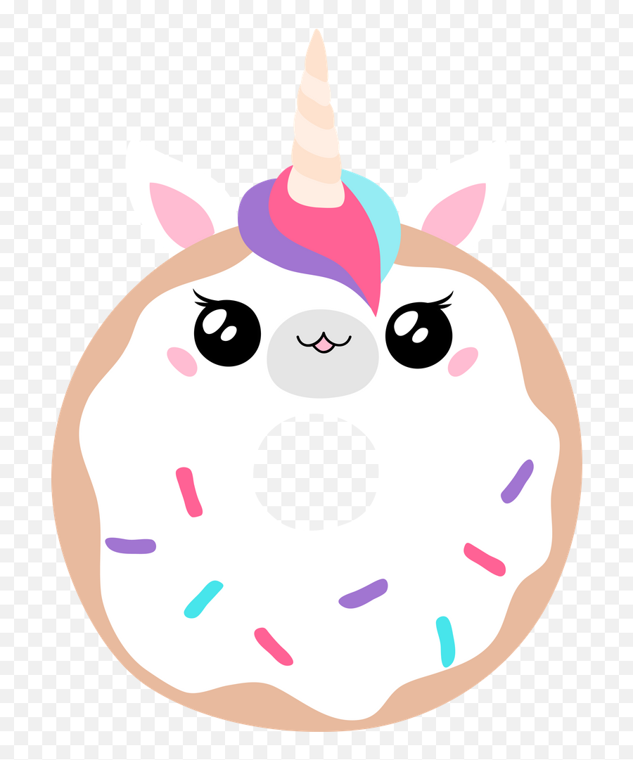 Donut Unicorn Sticker By Nagore Rodriguez - White 3x3 Girly Emoji,Eating Unicorn Emoji