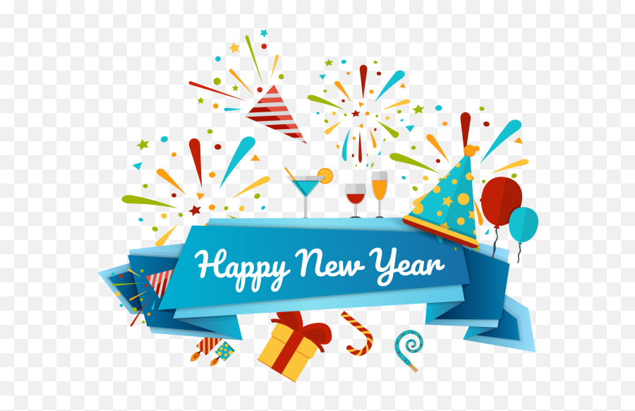 Happy New Year Fireworks Text Pnglib U2013 Free Png Library - Happy New Year Png Hd Emoji,Happy New Year Emoji Text