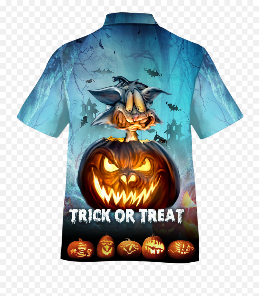 Newest Hallloween Rabbit Trick Or Treat Angry Pumpkin Hawaiian Shirt And Short 2021 Emoji,Facebook Halloween Emoticons- Angry Pumpkin
