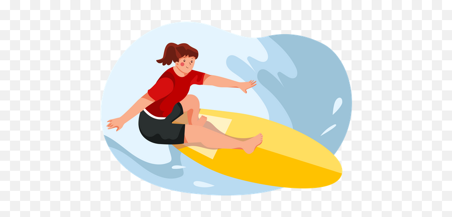Best Premium Girl Doing Water Surfing Illustration Download Emoji,Woman Surfing Emoji