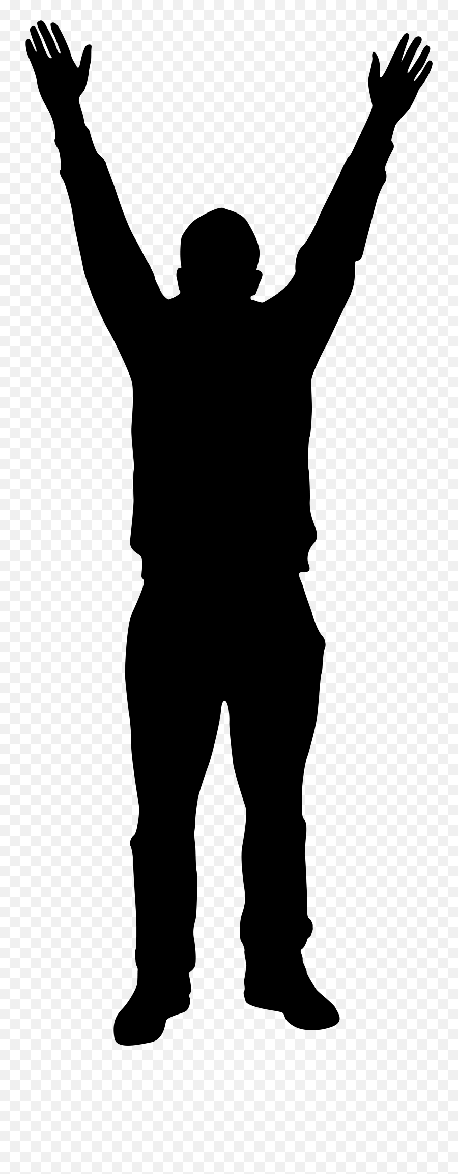 Silhouette Man Clip Art - Man With Hands Up Silhouette Png Emoji,Black Man Hand Raised Emoji