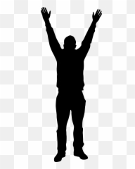 Silhouette Man Clip Art - Man With Hands Up Silhouette Png Emoji,Black Man Hand Raised Emoji