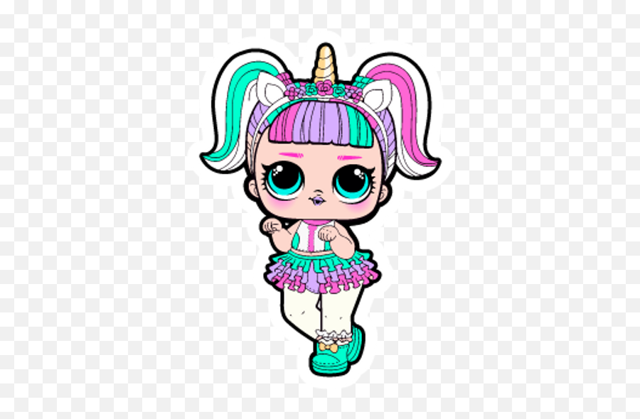 Lol Doll Unicorn Sticker - Lol Doll Sticker Emoji,Unicorn Emoji Sticker