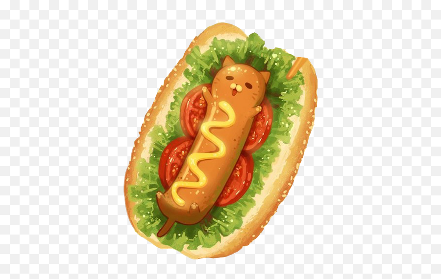 Hot Dog Sticker Challenge - Kawaii Hot Dog Anime Emoji,Hot Dog Emoticon