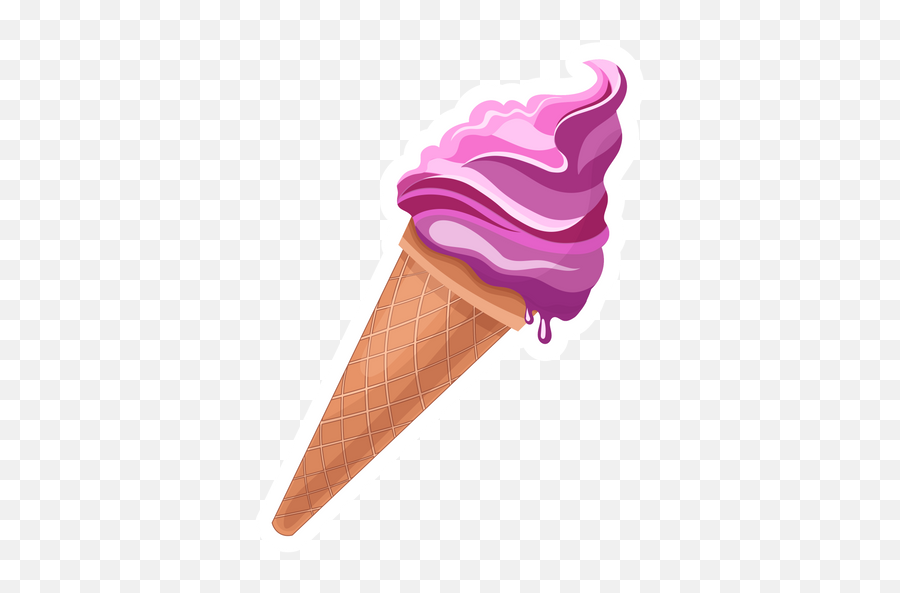 Pink Ice Cream In Waffle Cone Sticker - Cone Emoji,Pepsi Ice Cream Emoji