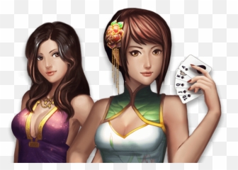 Poker Hand Png - Casino Girl Cartoon Png Emoji,Two Asian Women Emoji