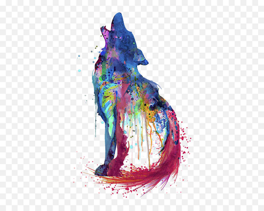 Howling Wolf Watercolor Silhouette Puzzle For Sale By Marian Emoji,Howling Wolf Facebook Emoticon