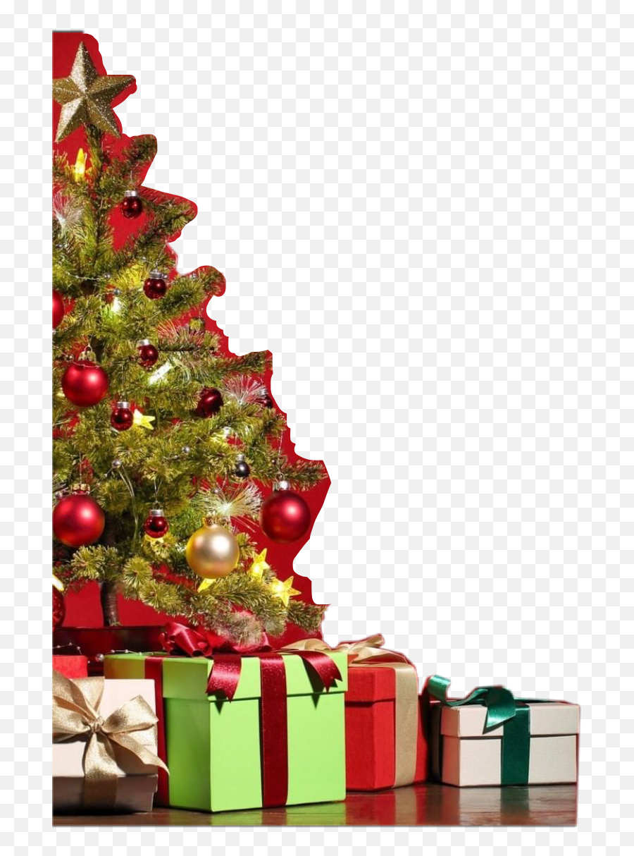 Christmas Tree Presents Gifts Sticker - Christmas Poster Background Hd Emoji,Emoji Christmas Presents