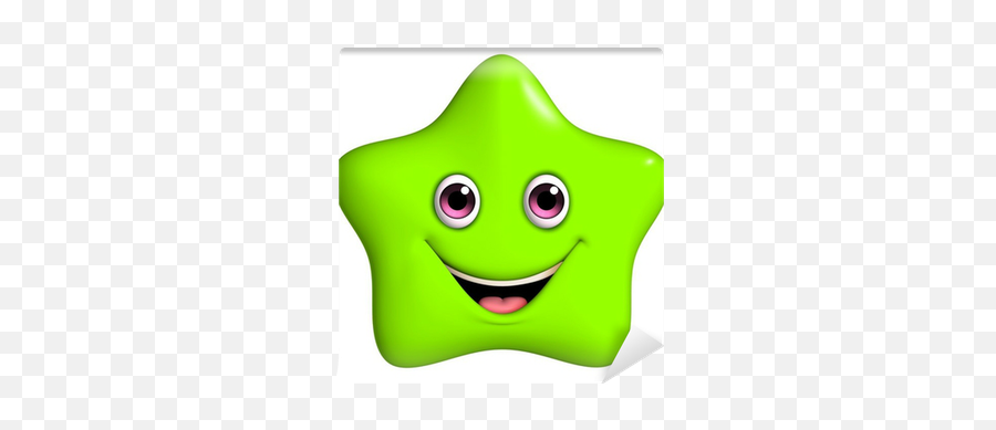 3d Cartoon Cute Green Star Wall Mural U2022 Pixers - We Live To Change Emoji,Rv Emoticon