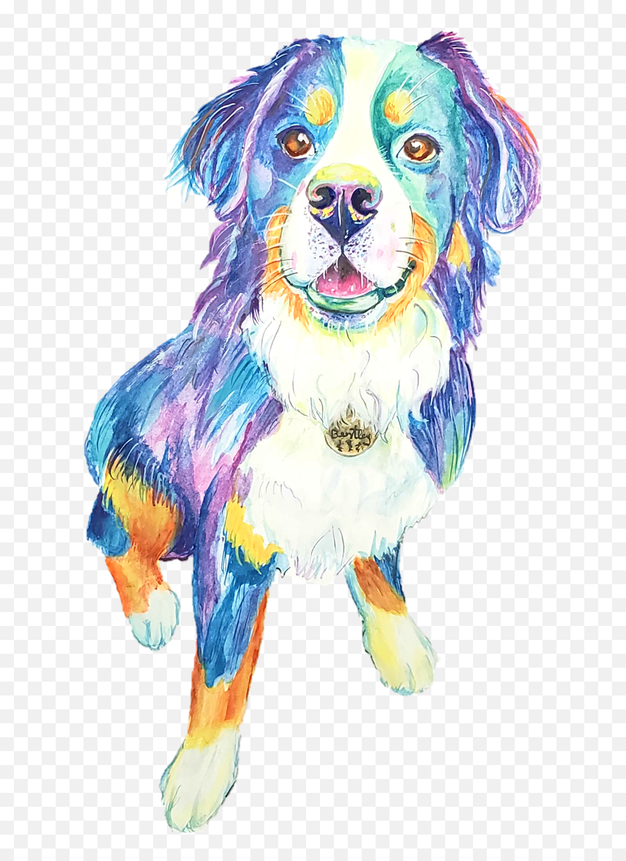 Pet Portraits - Custom Watercolor Art By Anna Wilinski High Res Digital File Full Pet Water Paint Dog Emoji,French Run Emoji