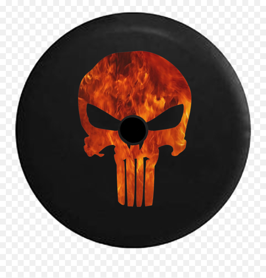 2019 Jeep Wrangler Jl Spare Tire Cover - Fire Punisher Skull Emoji,Wide Emoji Flames