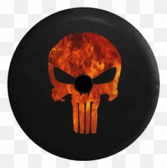 2019 Jeep Wrangler Jl Spare Tire Cover - Fire Punisher Skull Emoji,Wide Emoji Flames