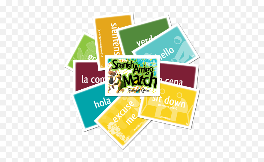 Spanish Amigo Match 1 Flashcard Game Emoji,Spanish Cue Cards With Emojis