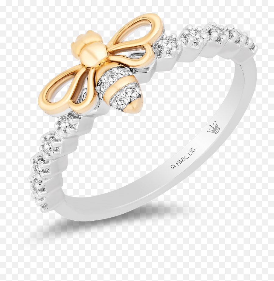 Hallmark Diamonds Honeybee Ring In Sterling Silver And 14k Yellow Gold With 16 Cttw Of Diamonds Emoji,Emotions Sterling Silver 7-stone Ring