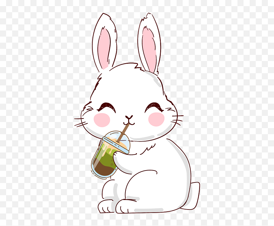 Bunny Rabbit Bubble Tea Tapioca Pearls Milk Tea Iced Drink Emoji,Milktea Emoji