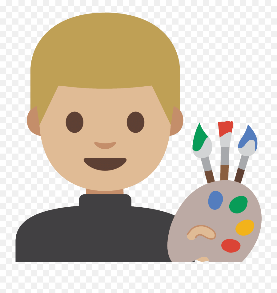 Man Artist Emoji Clipart - Happy,Easel Emoji