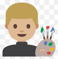 Man Artist Emoji Clipart - Happy,Easel Emoji