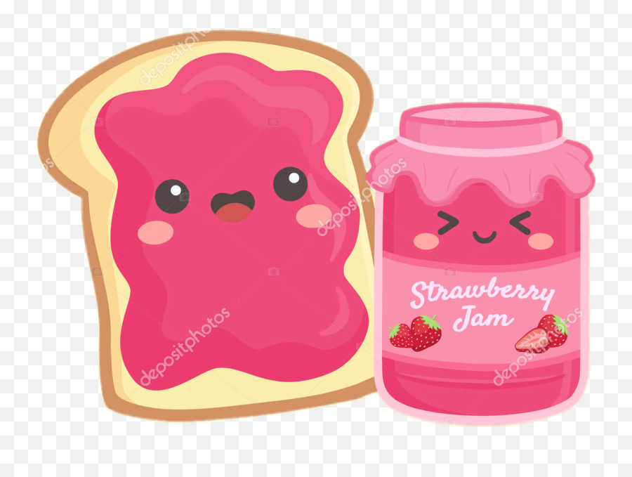 Cute Bread Toast Jar Jam Sticker - Cute Strawberry Jam Jar Emoji,Toast Emoji