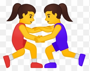 Women Wrestling Emoji Clipart - Wrestling Emoji,Women Emoji