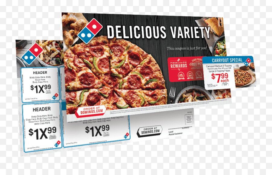Dominos Eddm Products - Direct Mail Postcard Dominos Emoji,Who Does The Domino's Emoji Commercial