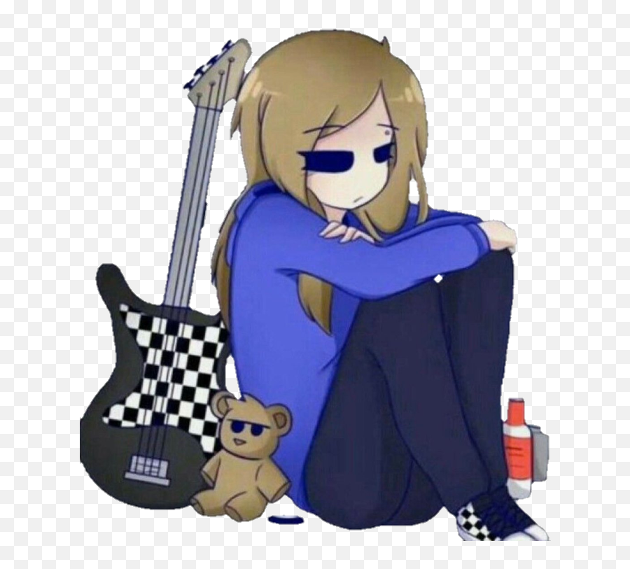 Tamara Ellsworld Guitar Upright Sticker - Tamara From Eddsworld Emoji,Bear Playing Guitar Emoji