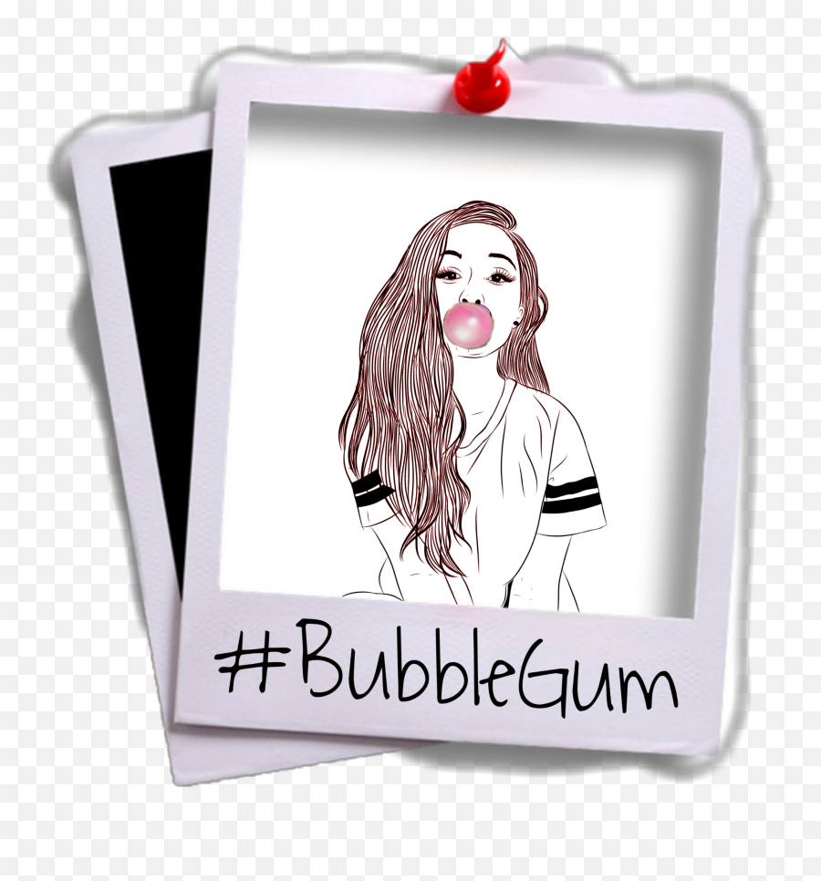 Bubble Gum Sticker Challenge - Black And White Girl Clipart Aesthetic Emoji,Bubblegum Emoticon Text