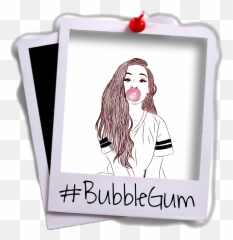 Bubble Gum Sticker Challenge - Black And White Girl Clipart Aesthetic Emoji,Bubblegum Emoticon Text