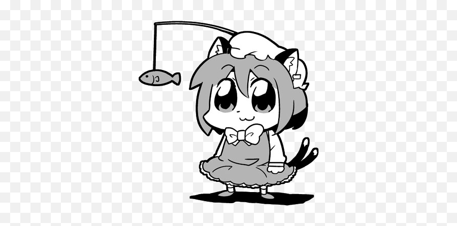 Chen With A Fish Hanging From A String - Touhou Project Chen Emoji,Fish Color And Emotion