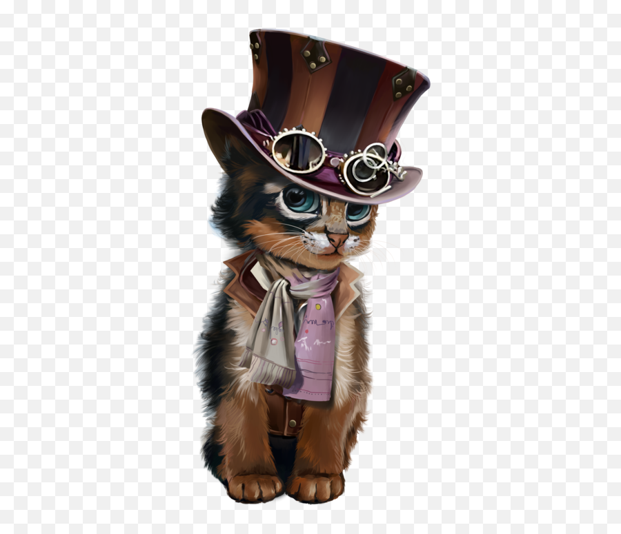 Download Steampunk Kitten Black Animal Cat Png Download Free Emoji,Black Kitten Emoticon