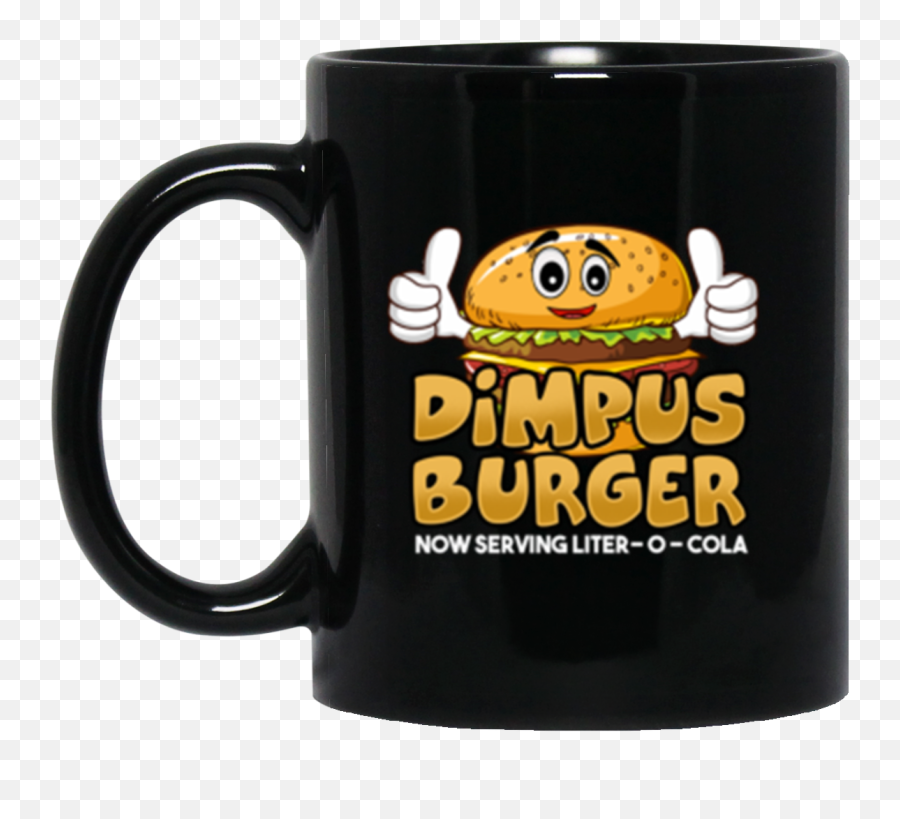 Dimpus Burger Black Mug 11oz 2 - Sided Serveware Emoji,Burger Emoticon