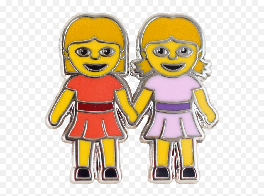 Download Girls Holding Hands Emoji Pin - Emoji Girls Holding Hands,Holding Hands Emoji