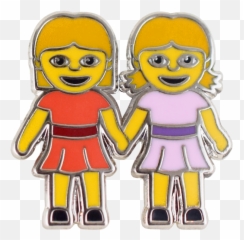 Download Girls Holding Hands Emoji Pin - Emoji Girls Holding Hands,Holding Hands Emoji